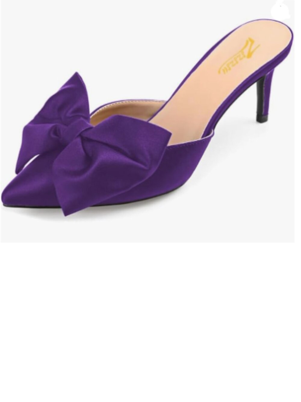 Zszszsu IndigoStiletto Heel Mules Closed Pointed Toe Bow Slide Sandals